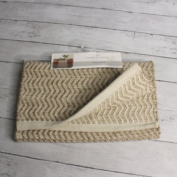 Room & Retreat Natural Burlap Table Runner Farmhouse 14" x 70" Jute White - Picture 5 of 6